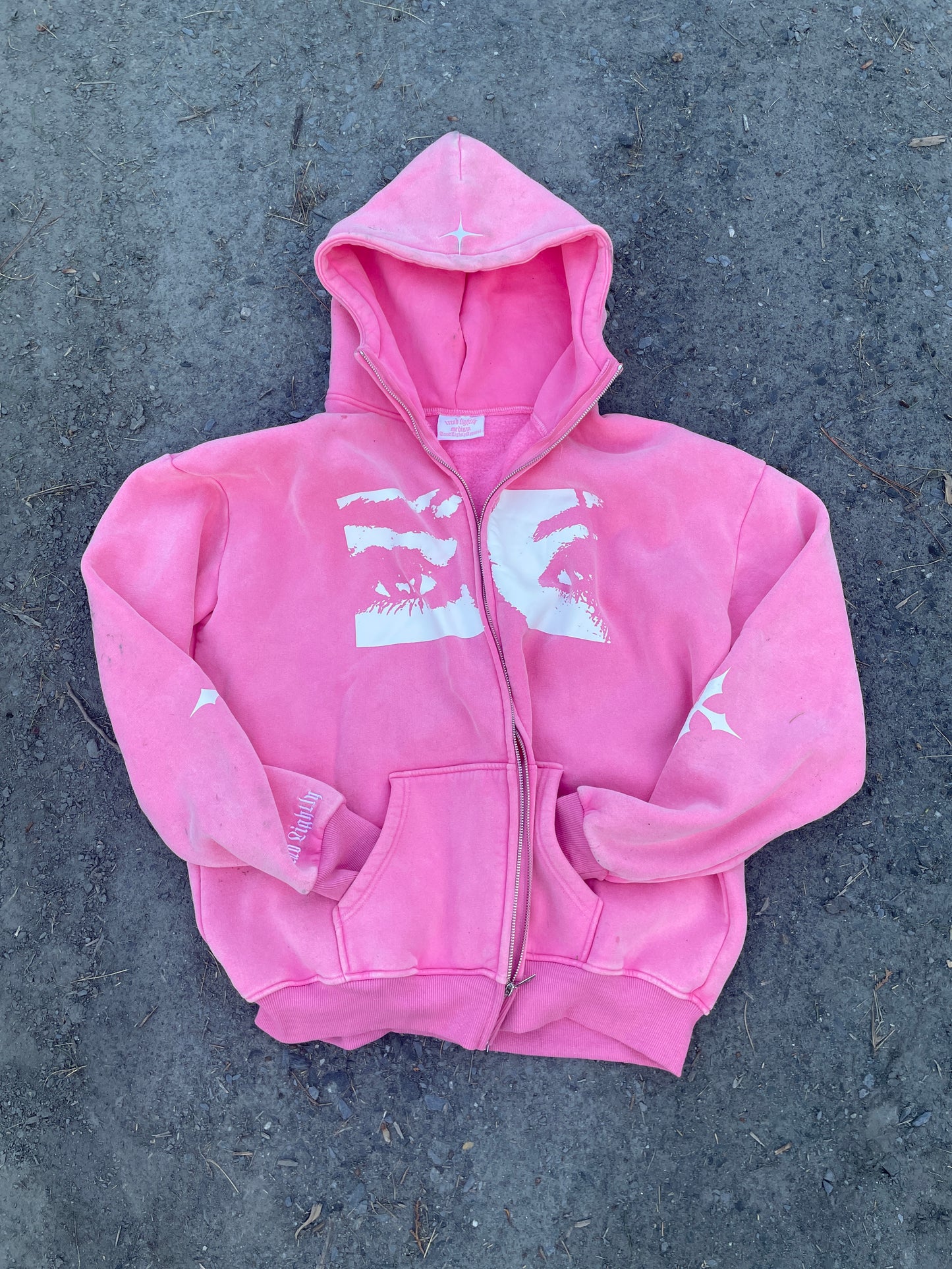 Savior Eyes Pink Acid Wash Hoodie