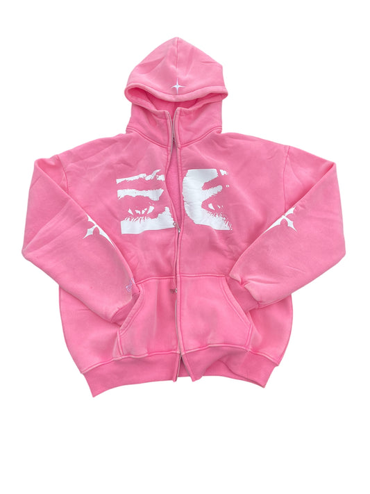 Savior Eyes Pink Acid Wash Hoodie